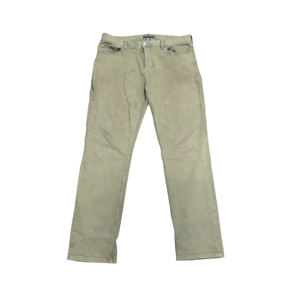 Tommy Hilfiger Stretch Green Denim Straight Leg Jeans SZ 36X32 Streetwear Casual